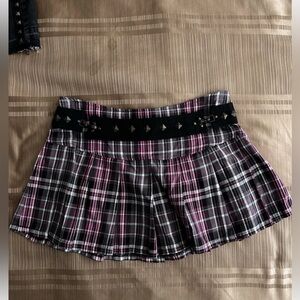 Abbey Dawn by Avril LavigneVintage Blk, Wht & Pink Plaid Skater Mini Skirt Sz 5